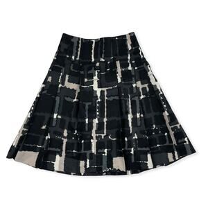 Express Design Studio Black Abstract Print A-Line Skirt Sz 0 100% Polyester Zip